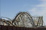 old wooden rollercoaster track at blackpool pleasure beach