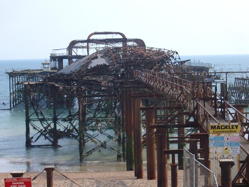 Close up Ruins of the Famous Old West Pier in Brighton, East Sussex, England