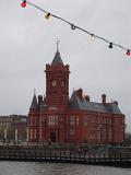 Pierhead Building in Cardiff Bay, Wales. Captured on a Stormy Sky Background.