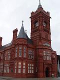Architectural Pierhead Building - Famous Landmark in Cardiff Bay, Wales. The clock on the building is unofficially known as the Baby Big Ben or the Big Ben of Wales.
