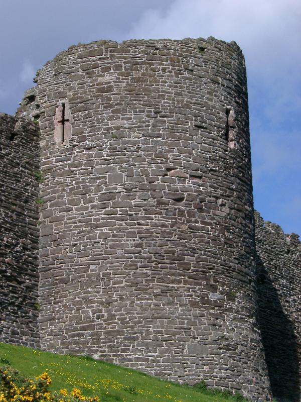 Old medieval fortified circular stone tower at Conway Castle, Conway, North Wales