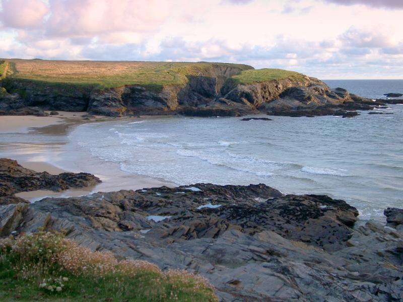 rugged cliff coastline of one of the many cornish surf beaches