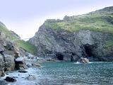 castle ruins high on the cliff at tintagel, cornwall