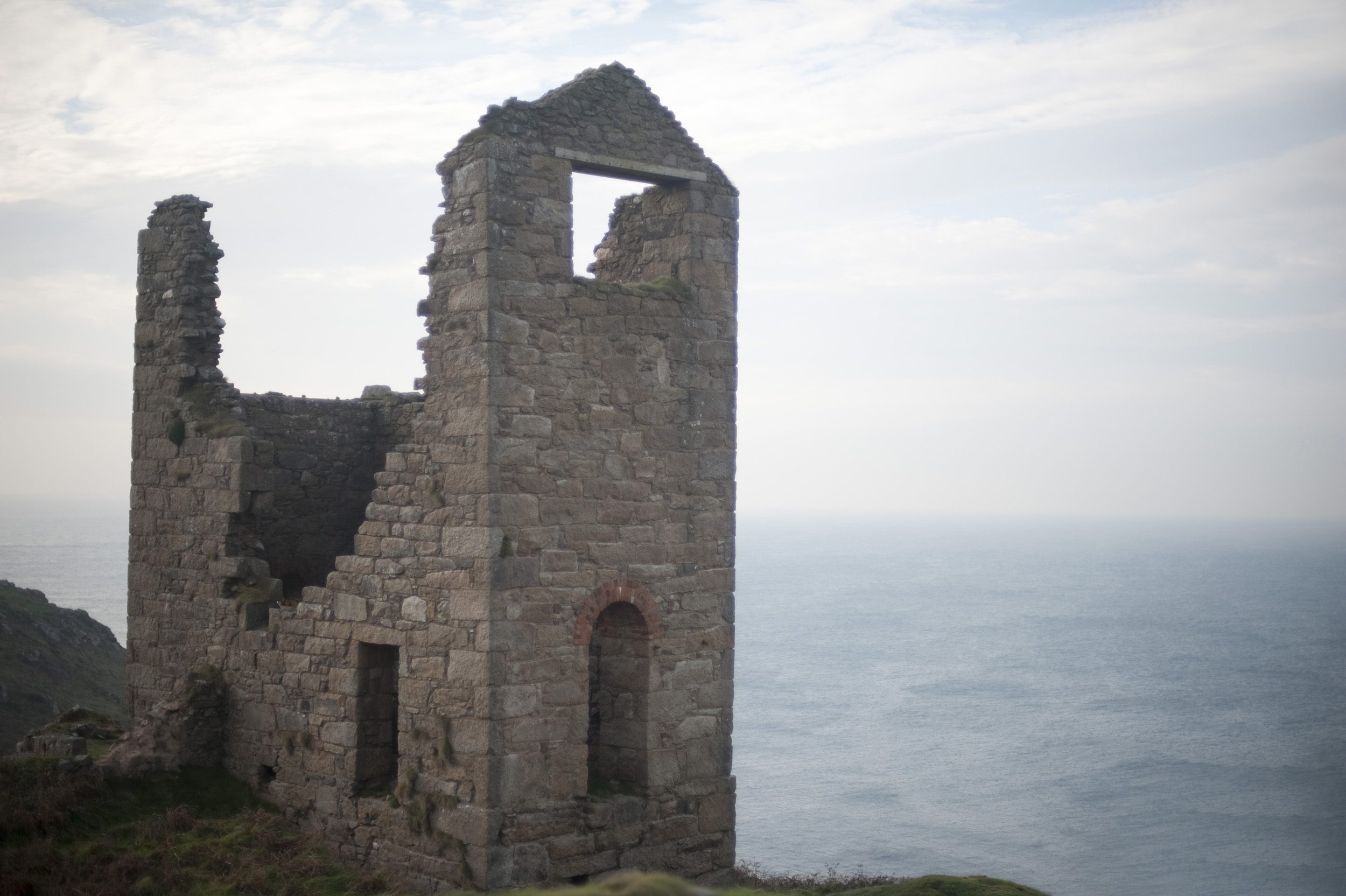 an image of Ruins of a mine at Botallack on the cornish atlantic coast