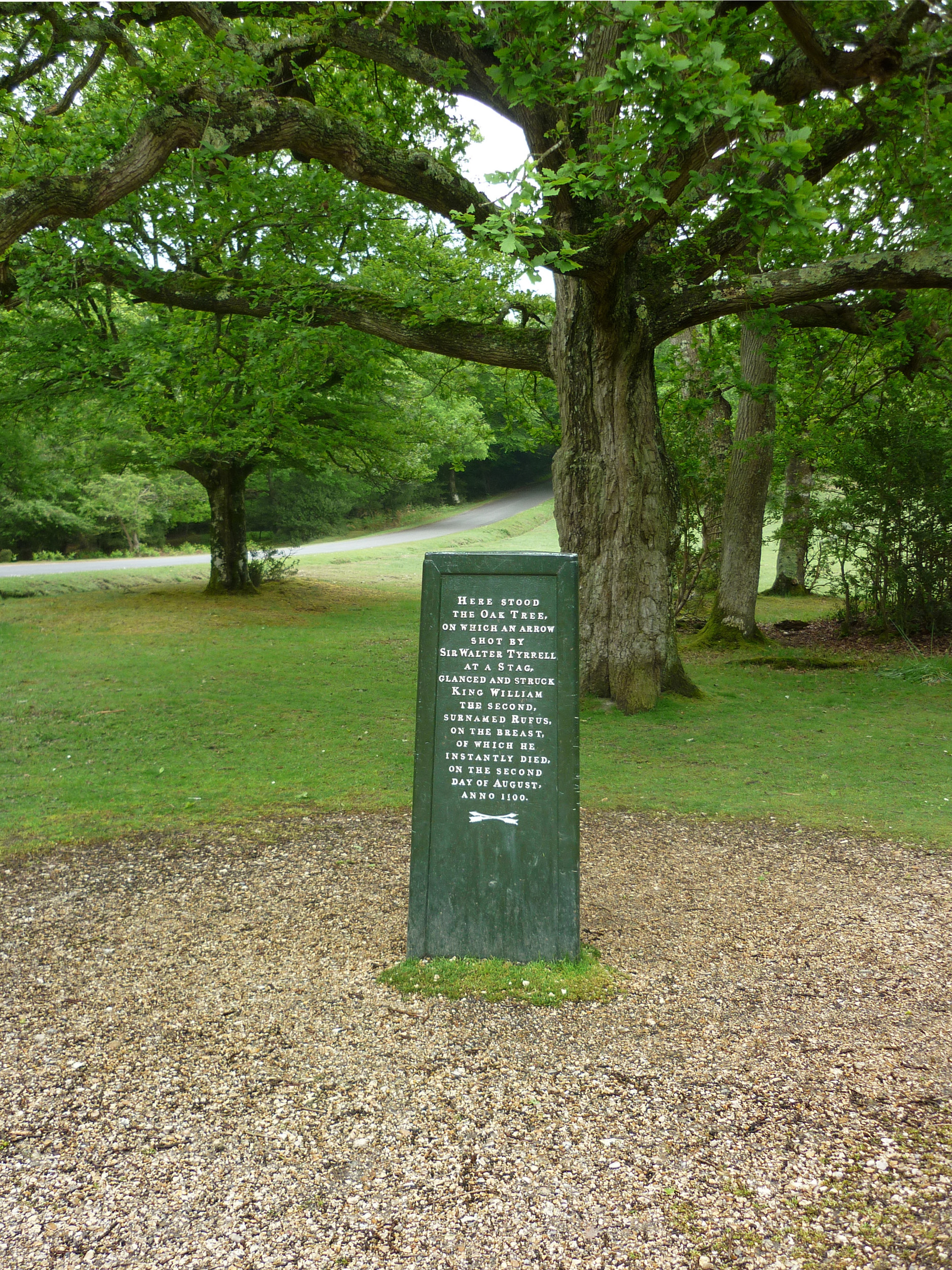 an image of cast iron marker (covering the original stone) marking the location of the The death of William Rufus - King William II of england.
