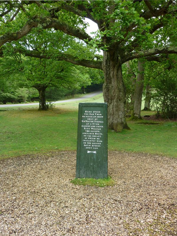 cast iron marker (covering the original stone) marking the location of the The death of William Rufus - King William II of england.