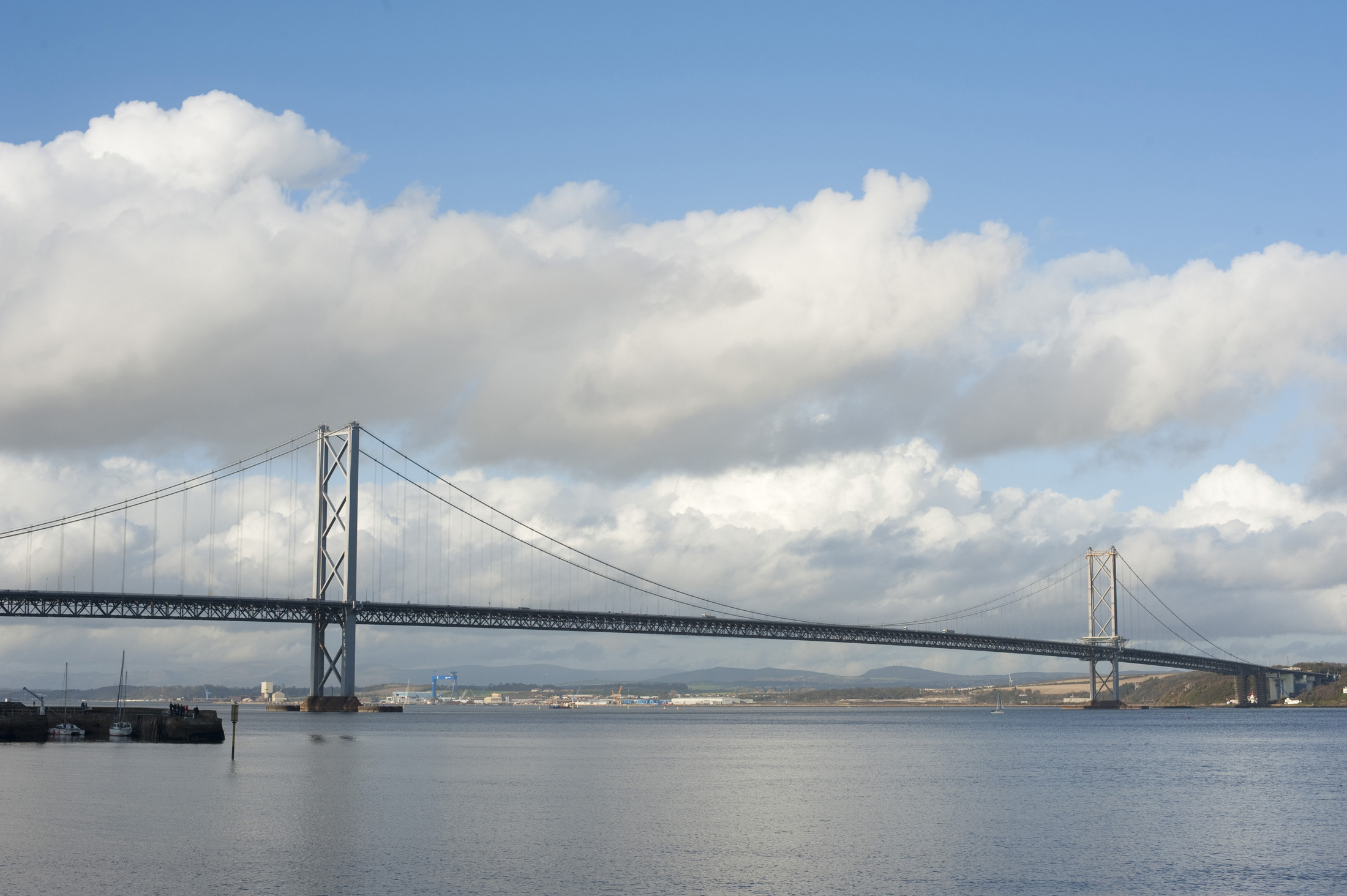 an image of forth road bridge crossing the waters of the firth of forth between Fife and West Lothian, Scotland