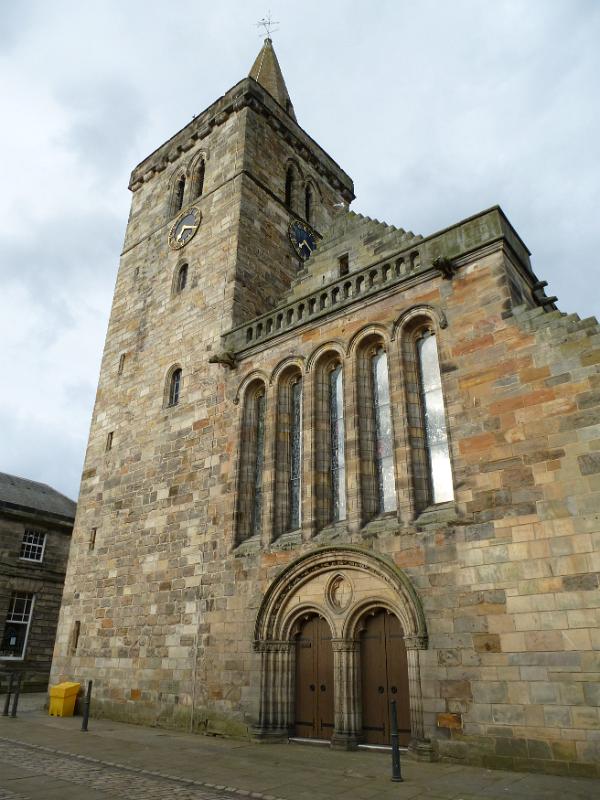 Street level wide angle vertical view on Holy Trinity Church in Saint Andrews, Scotland
