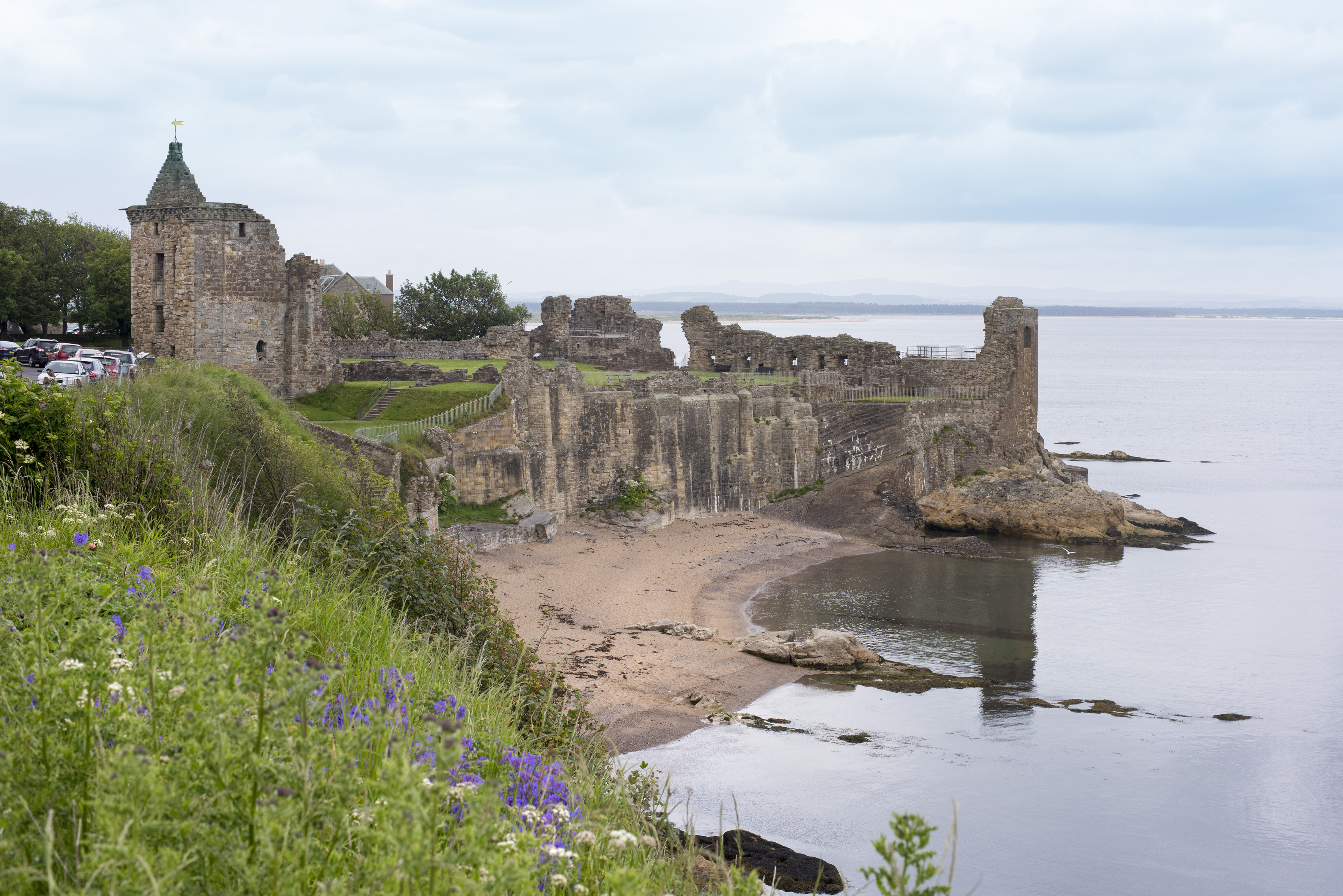 an image of Shorefront ruins of old historic castle at the waters edge on the fife coast, in Saint Andrews, Scotland