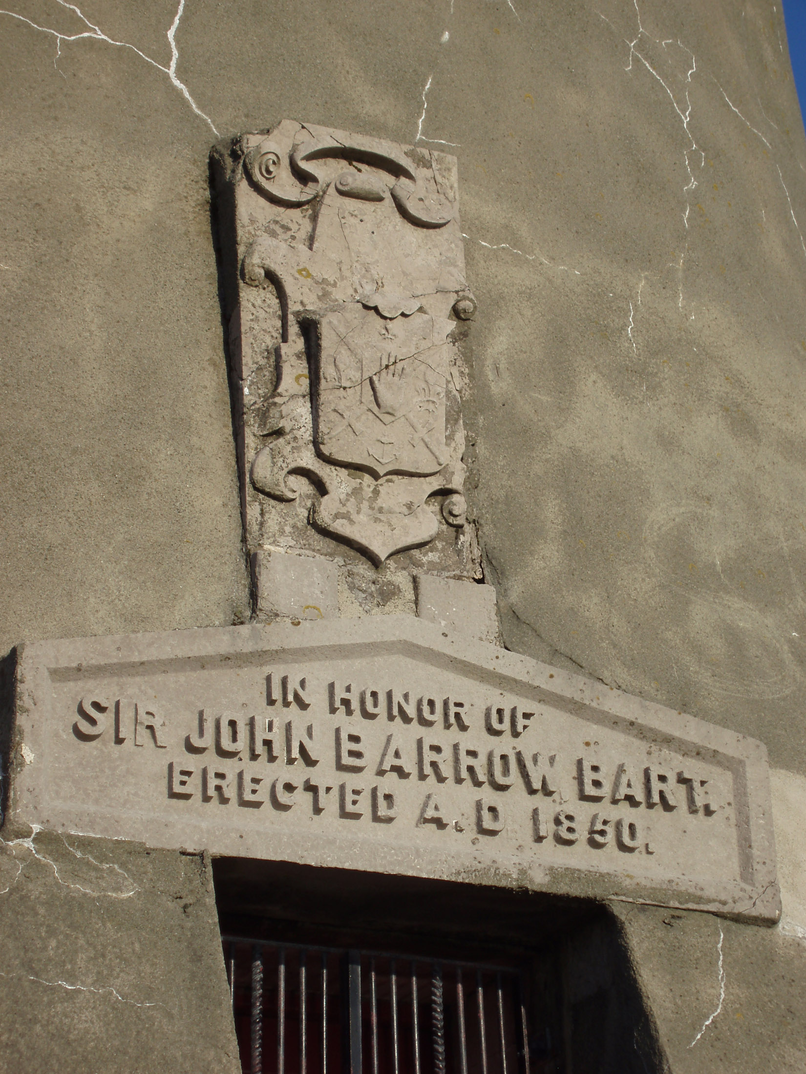 an image of entrance door details to hoad monument, ulverston, the sir john barrow monument