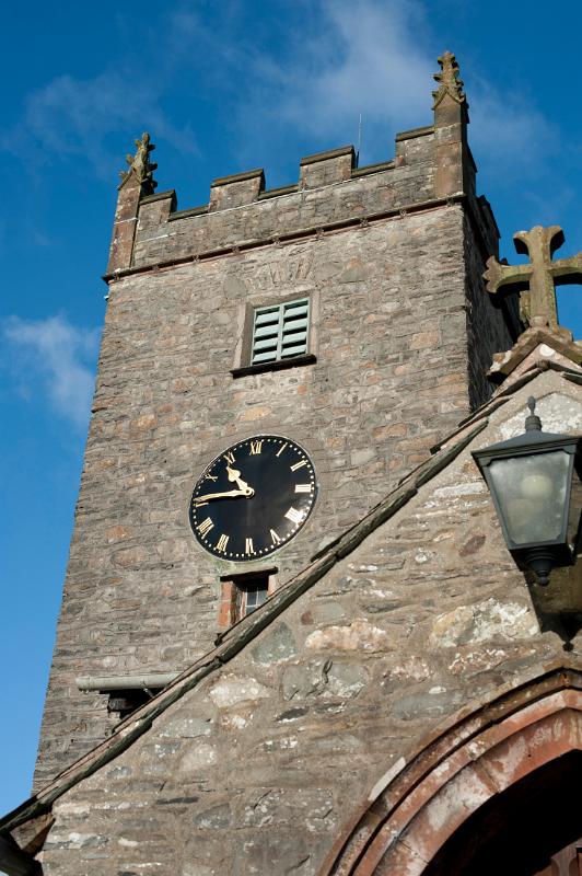The tower of St Michael and All Angels church, hawkshead, cumbria