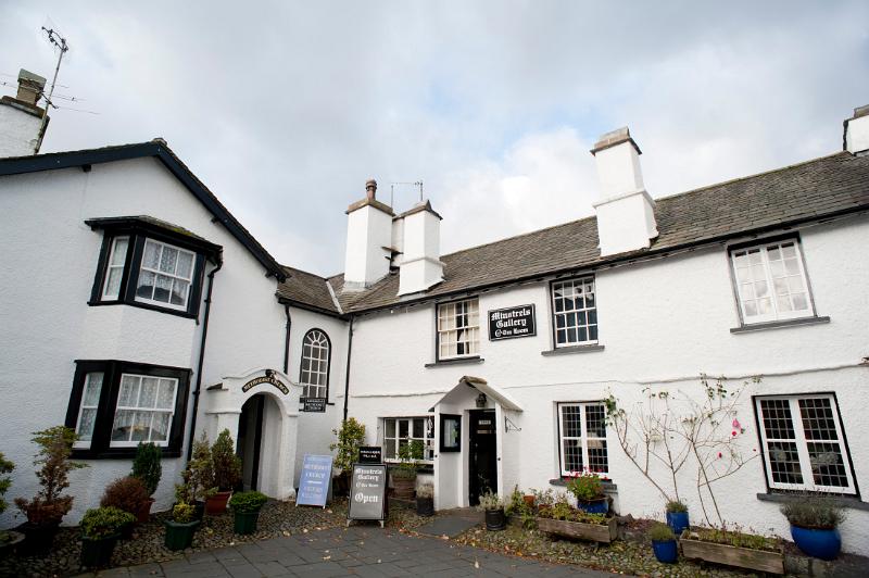 Tea Room in a pretty whitewashed cottage in the village of Hawkshead, Cumbria in the English Lake District