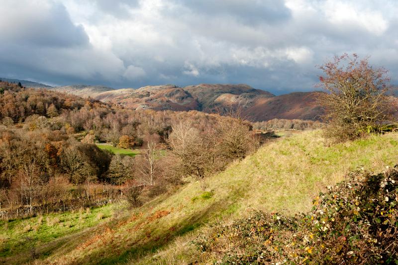 The Langdales, a scneic area in the Lake District National Park with rolling wooded hills, lush green valleys and mountains and a popular tourist destination