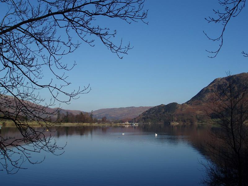 still waters of ullswaters in the cumbria lake district