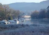A frosty cold winter morning at newby bridge windermere