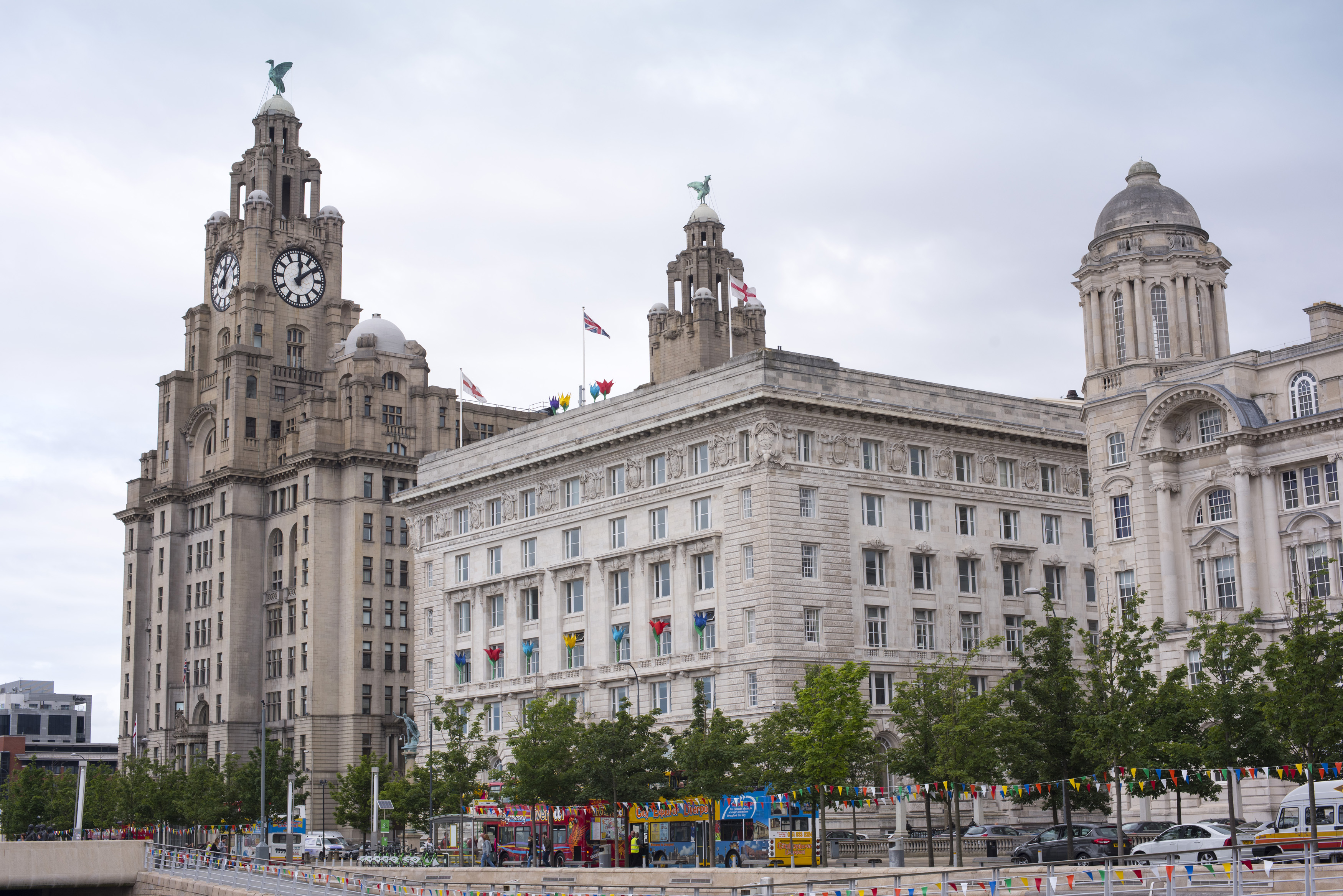 an image of The Liver Building, Liverpool, England, when built one of the talest reinforced concrete buildings in the world situated on the Liverpool waterfront and part of the UNESCO designated World Heritage Maritime Mercantile City.