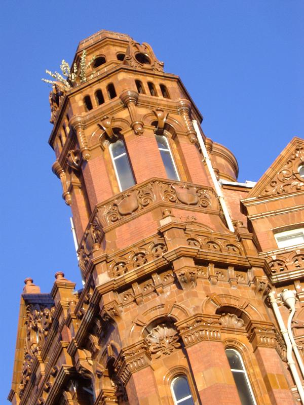 tiled decorative details on a building in central manchester