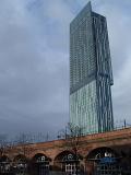 Beetham Tower or Hilton Tower Skyscraper in Manchester, England Against Dark Clouds
