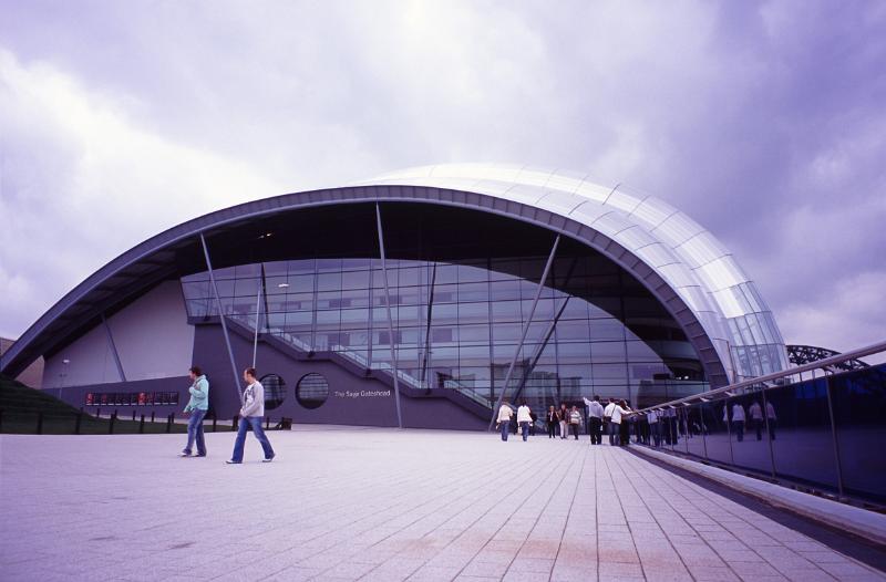 Exterior View of The Sage Building in Gateshead, England. A concert venue and also a centre for musical education.
