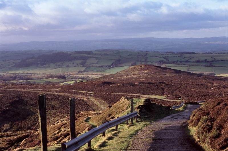 a section of road around the horseshoe pass, north wales