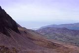 View from Cadair Idris, a mountain in Gwynedd, Wales down towards the coast to Barmouth