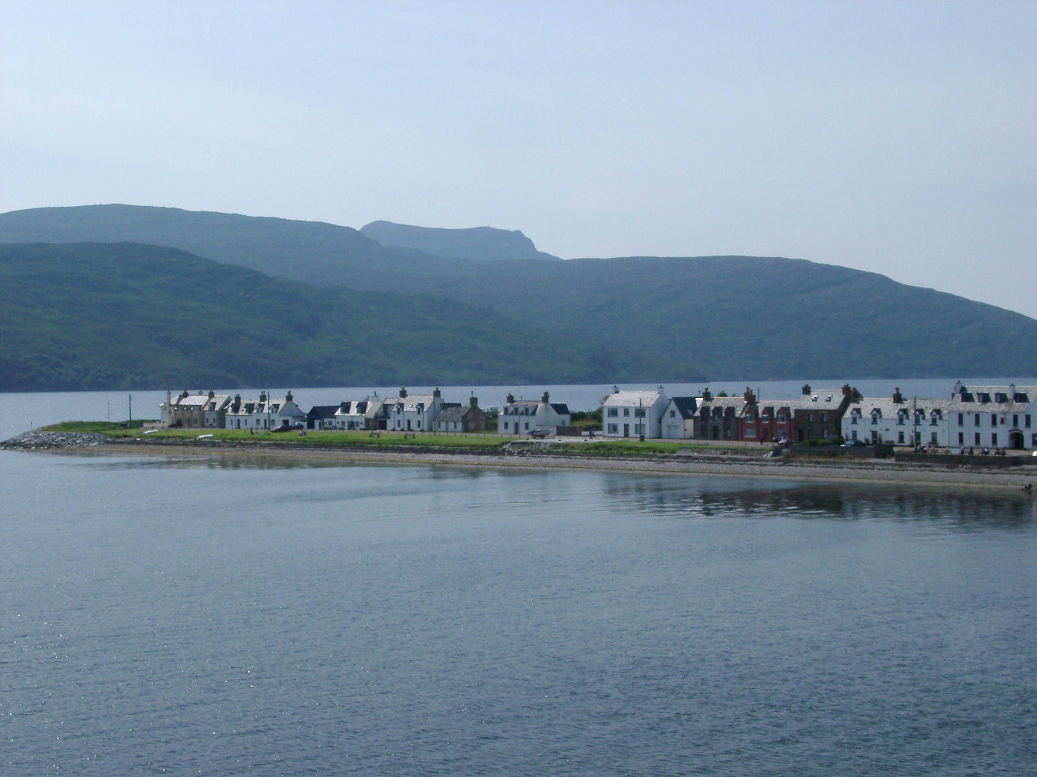 an image of View of Ullapool on Shores of Loch Broom Overcast Day, Scottish Highlands, Scotland