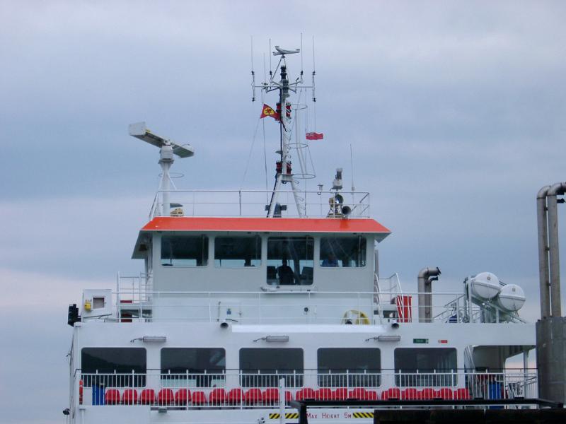 Bridge and navigation equipment of a ferry in the Hebrides, Scotland providing inter island transport for island hopping