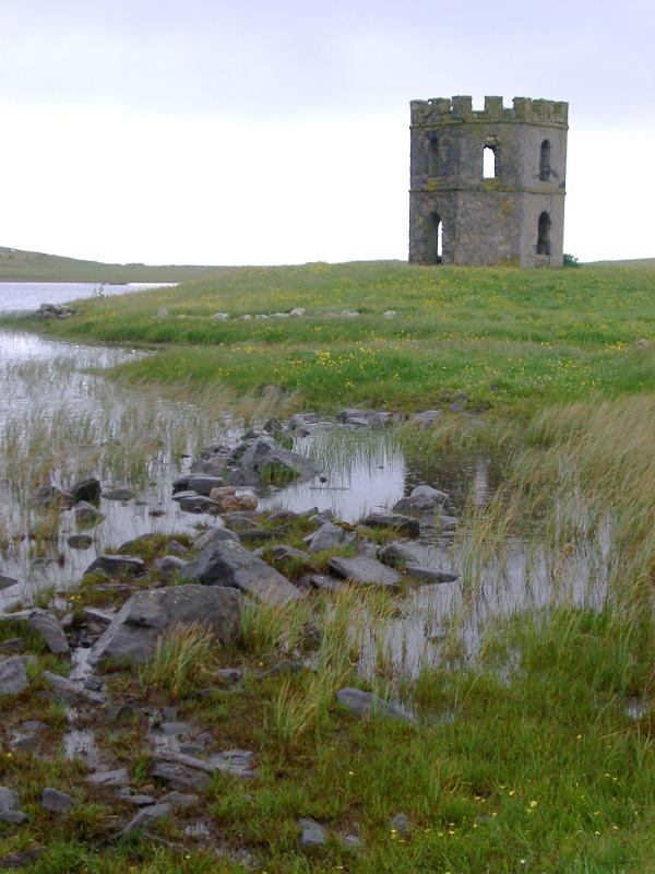 Famous Old Folly Tower Structure, Scolpaig Tower, in the western isles of scotlands