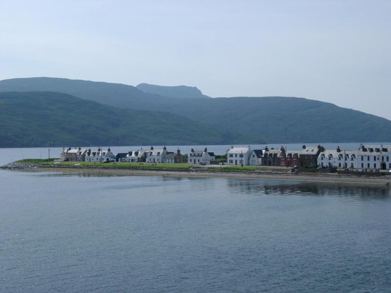 View of Ullapool on Shores of Loch Broom Overcast Day, Scottish Highlands, Scotland