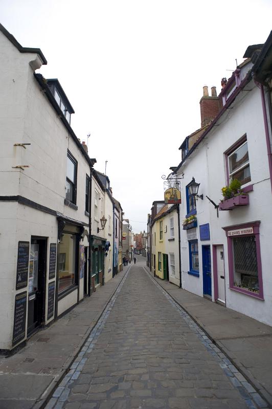 a view of whitbys narrow church street from tate hill