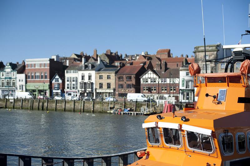 whitby RNLI life boat moored at the quay side