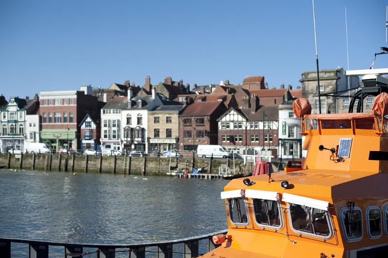 whitby RNLI life boat moored at the quay side