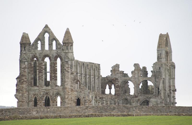 whitby abbey remains the remains of whitby abbey, the abbey was destroyed in 1540 during the dissolution of the monasteries