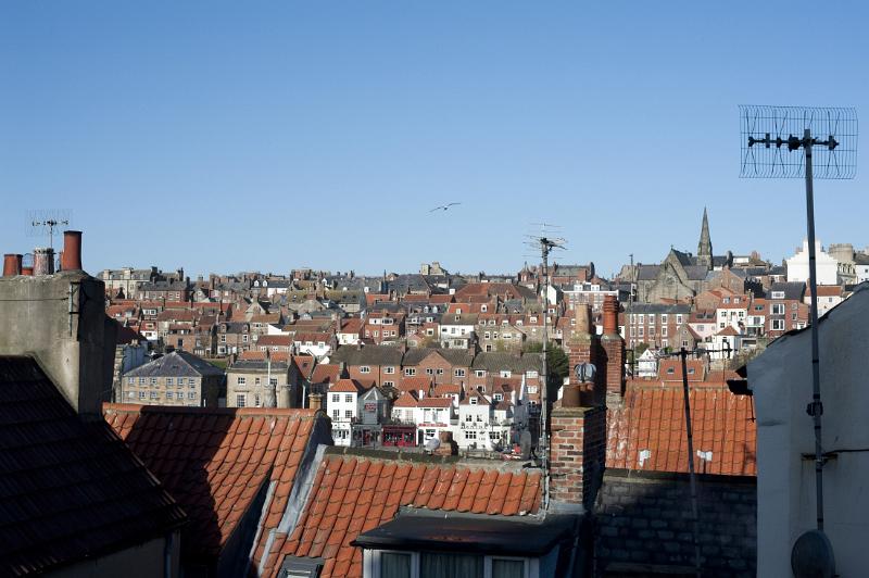 red tiled roofline off the fishing port of whitby