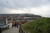 walking down whitbys famous 199 steps on a stormy day