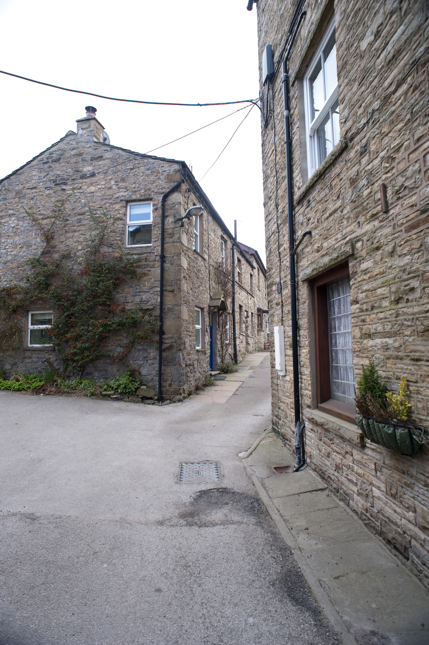 an image of narrow streets in the yorkshire village of hawes