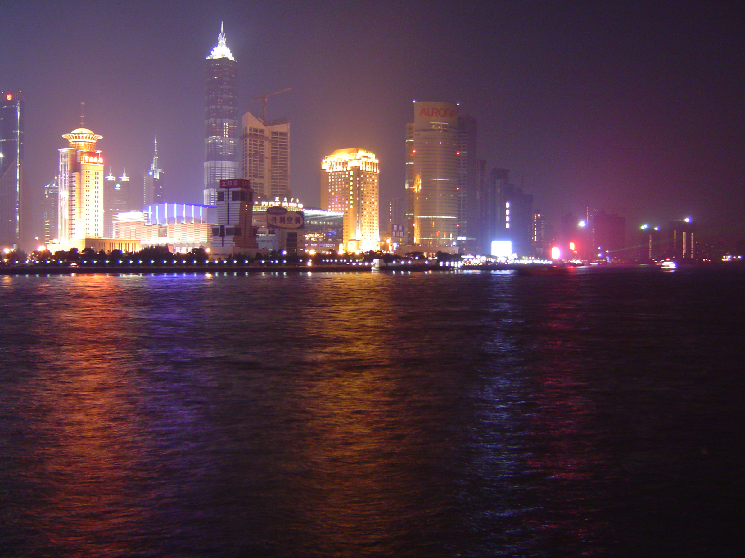 an image of Beautiful Lights From Architectural Buildings at Shanghai City View During Night Time.