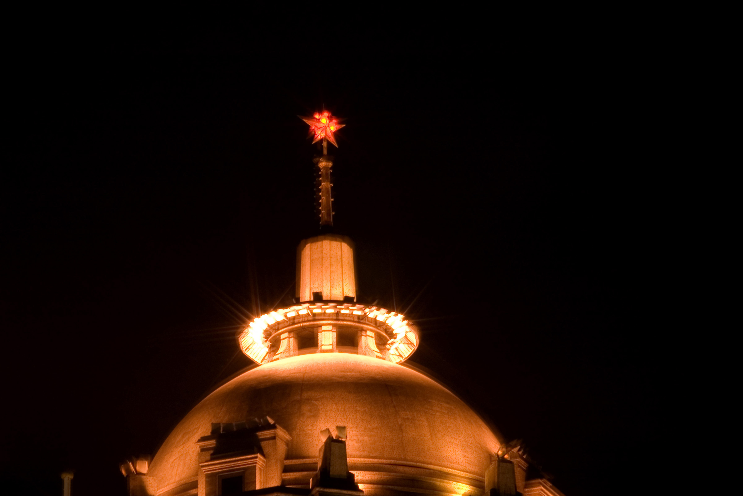 an image of Beautiful Lights from the Dome of HSBC Building in The Bund Area of Shanghai China. Captured at Night Time