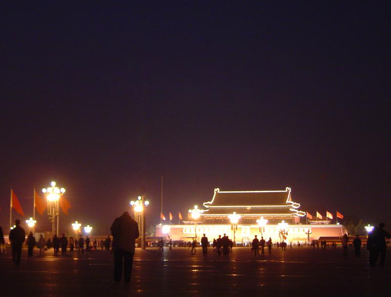 Beautiful Lights of Forbidden Palace in Beijing China at Night Time. Captured with Random Tourists.
