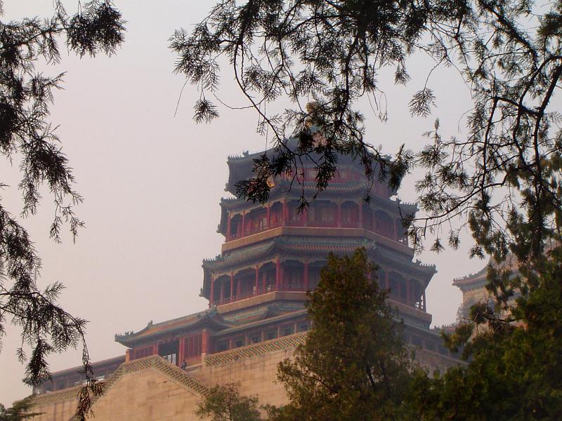 Chinese Pagoda Building Beautiful Attraction of Famous Vintage Architectural Huge Temple Structure Located in China.