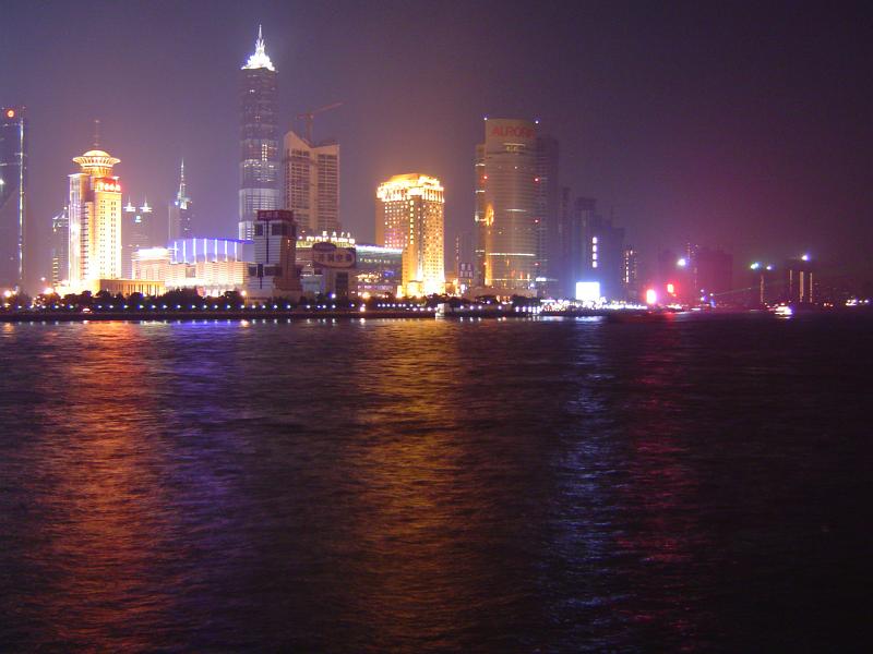 Beautiful Lights From Architectural Buildings at Shanghai City View During Night Time.