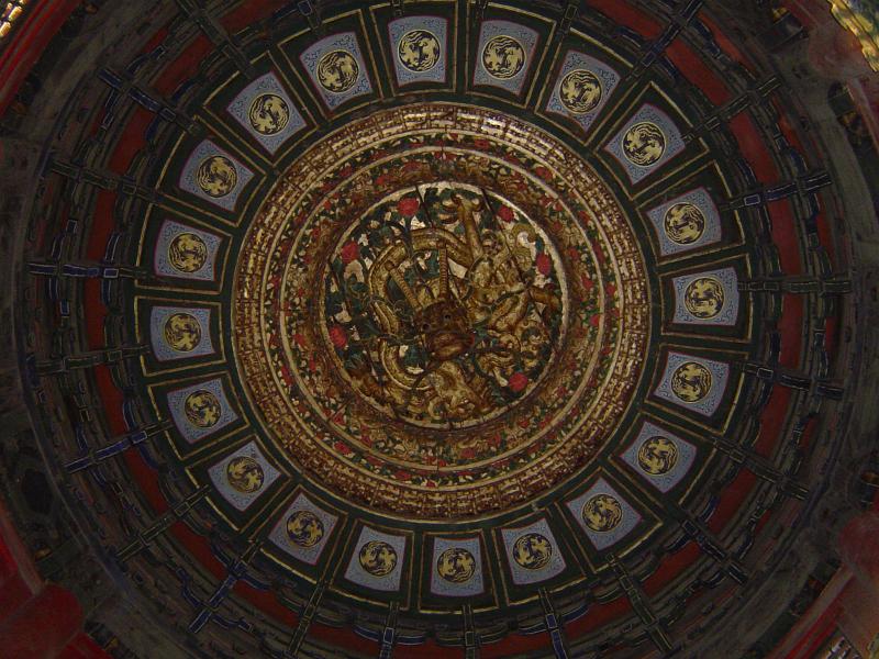 Circular Artistic Ceiling Design of Vintage Temple of Heaven in Beijing China.