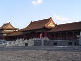 Famous Attraction of Vintage Architectural Forbidden City Temple in China on Lighter Blue Sky Background.