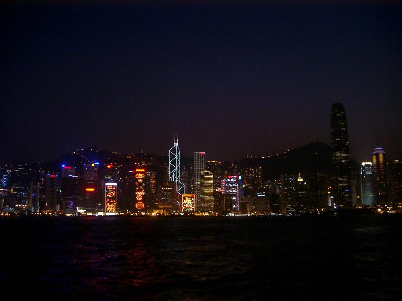 Panorama View of Beautiful Night Lights From Different Architectural Buildings at Hong Kong China