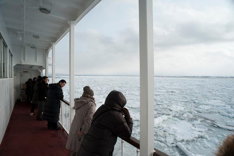 ice drift viewing, from the aurora ice breaker ship, Abashiri, Japan
