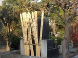 traditional wooden burial sticks in a tokyo cemetery