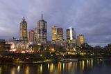 A beautiful calm night on the Yarra River as city lights reflect from the nearby CBD of Melbourne.