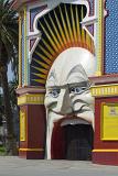 Colorful entrance to the Luna Park amusement park in Melbourne, Australia situated in St Kilda on Port Phillip Bay