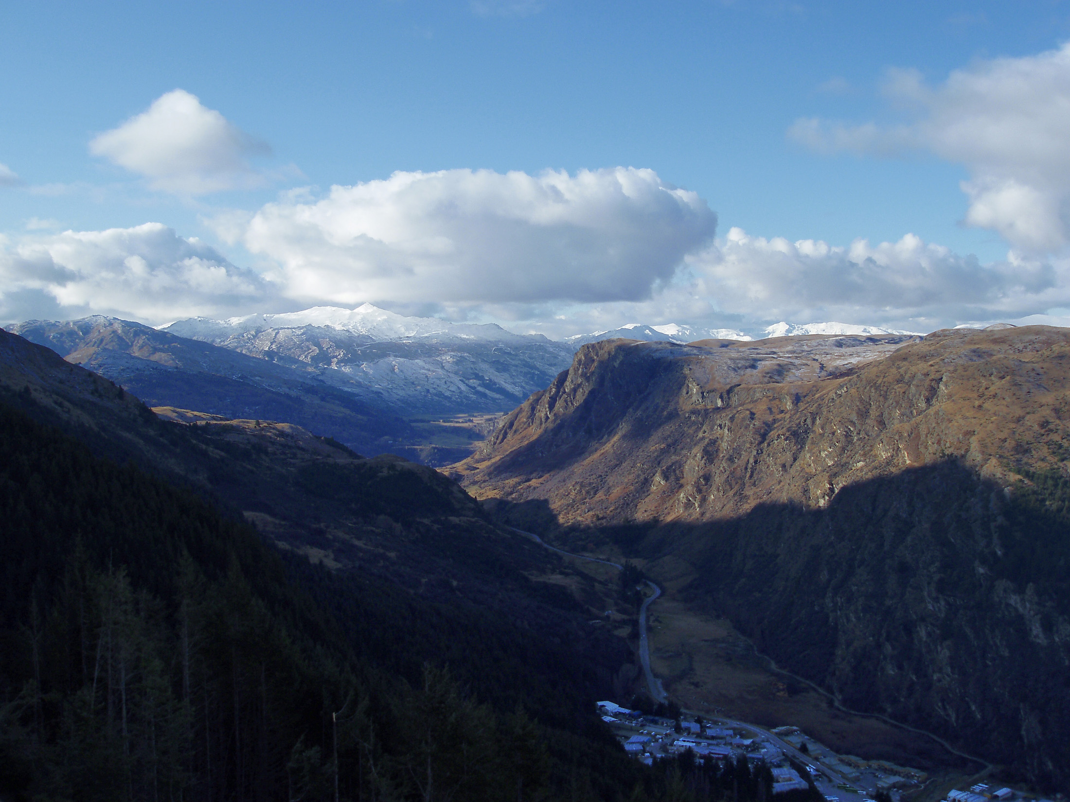 an image of queenstown newzealand in winter, a view towards coronet peak