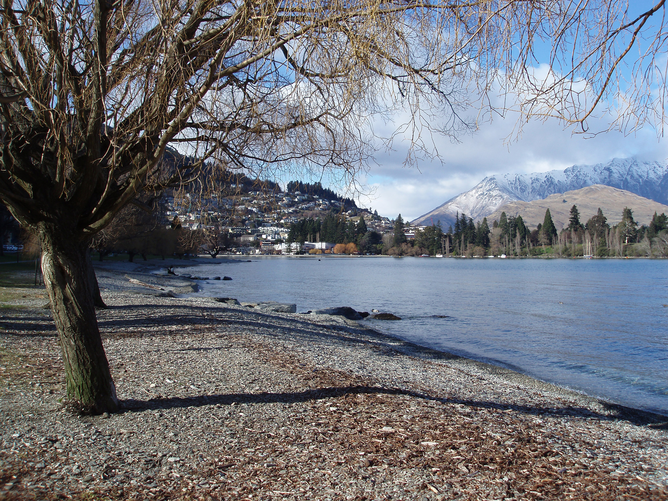 an image of the shores of lake wakatipu in queenstown, newzealand